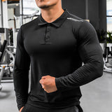 CAMISA DE COMPRESSÃO MASCULINA SPORTWEAR - PRETO/BOTÃO