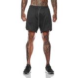 SHORTS COM 2 CAMADAS ESPORTIVO - BRANCO/MARROM CLARO