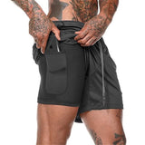 SHORTS COM 2 CAMADAS ESPORTIVO - BRANCO/MARROM CLARO