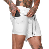 SHORTS COM 2 CAMADAS ESPORTIVO - BRANCO/MARROM CLARO