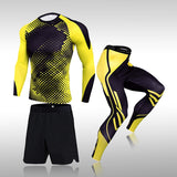 CONJUNTO DE 3 PEÇAS ESPORTIVAS DE COMPRESSÃO - AMARELO